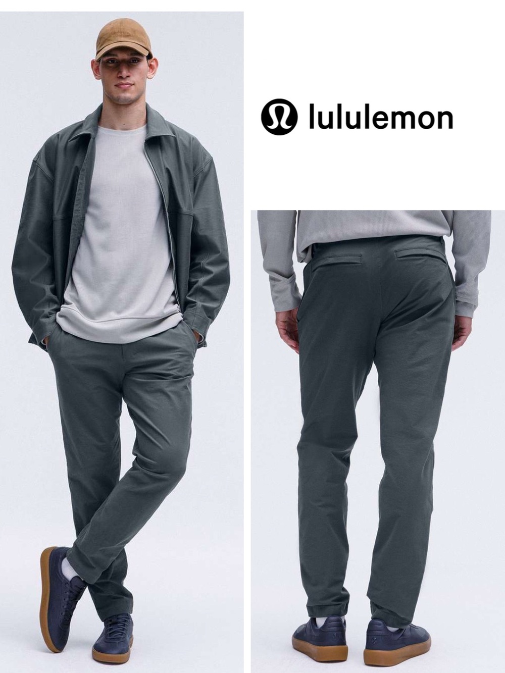 lululemon athletica Men's Chino Pants in Dark Green with Tan Cap